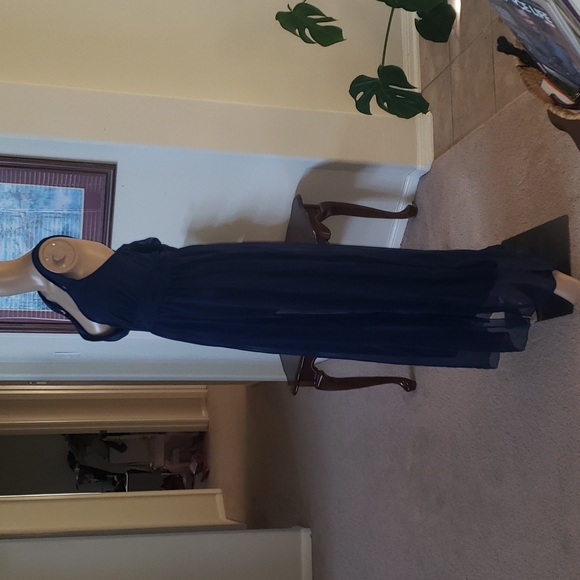 Xxl plunging vneck double strap deep side slit chiffon overlay - Picture 5 of 9